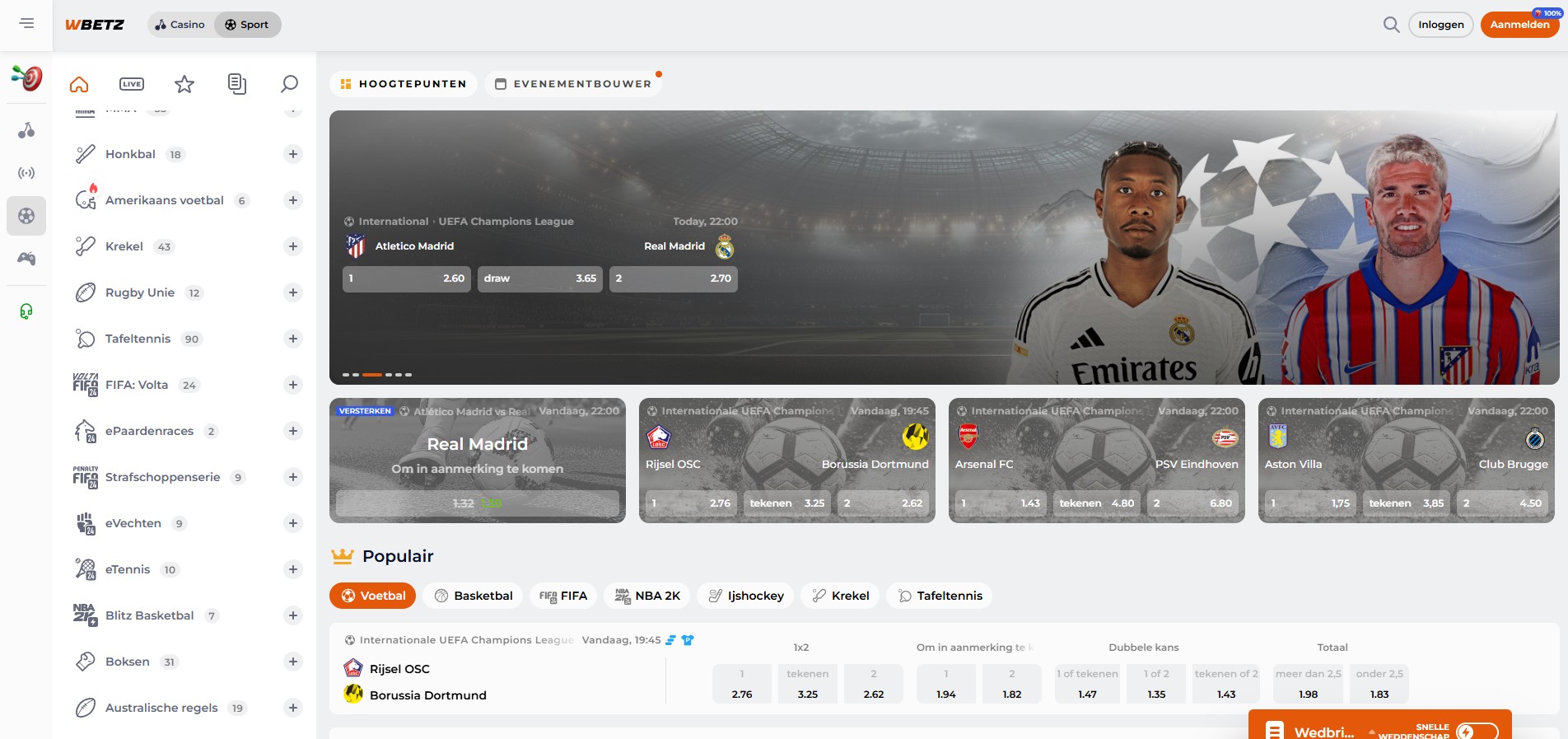 Wbetz live sportweddenschappen